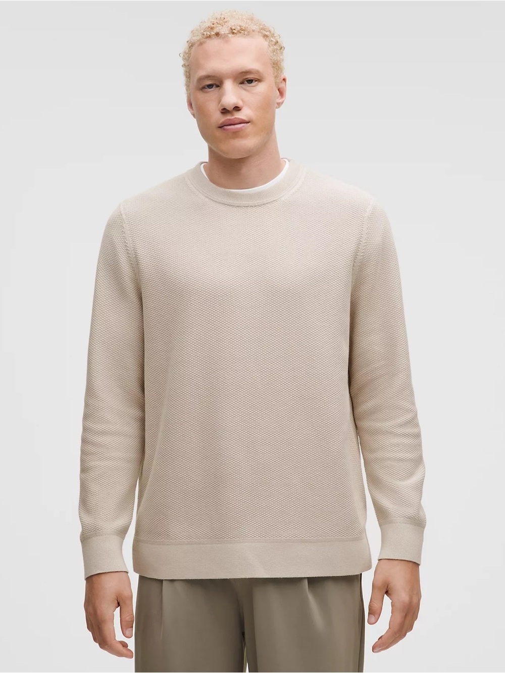 Lululemon Textured Knit Crewneck Sweater Beige Men’s Extra Large